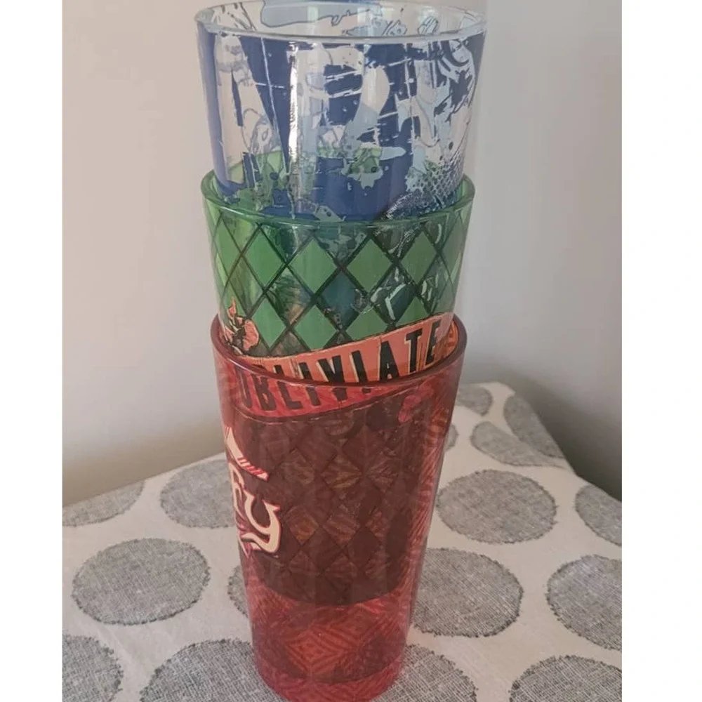 Harry Potter Themed Hogwarts Houses and Spells Drinking Glasses Set of 3